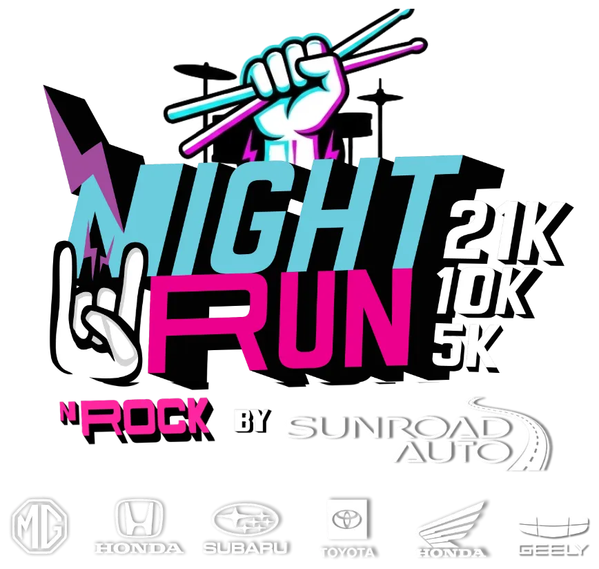 Logo del Night Run & Rock La Paz, Half Marathon 2026, presentado por Sunroad Auto