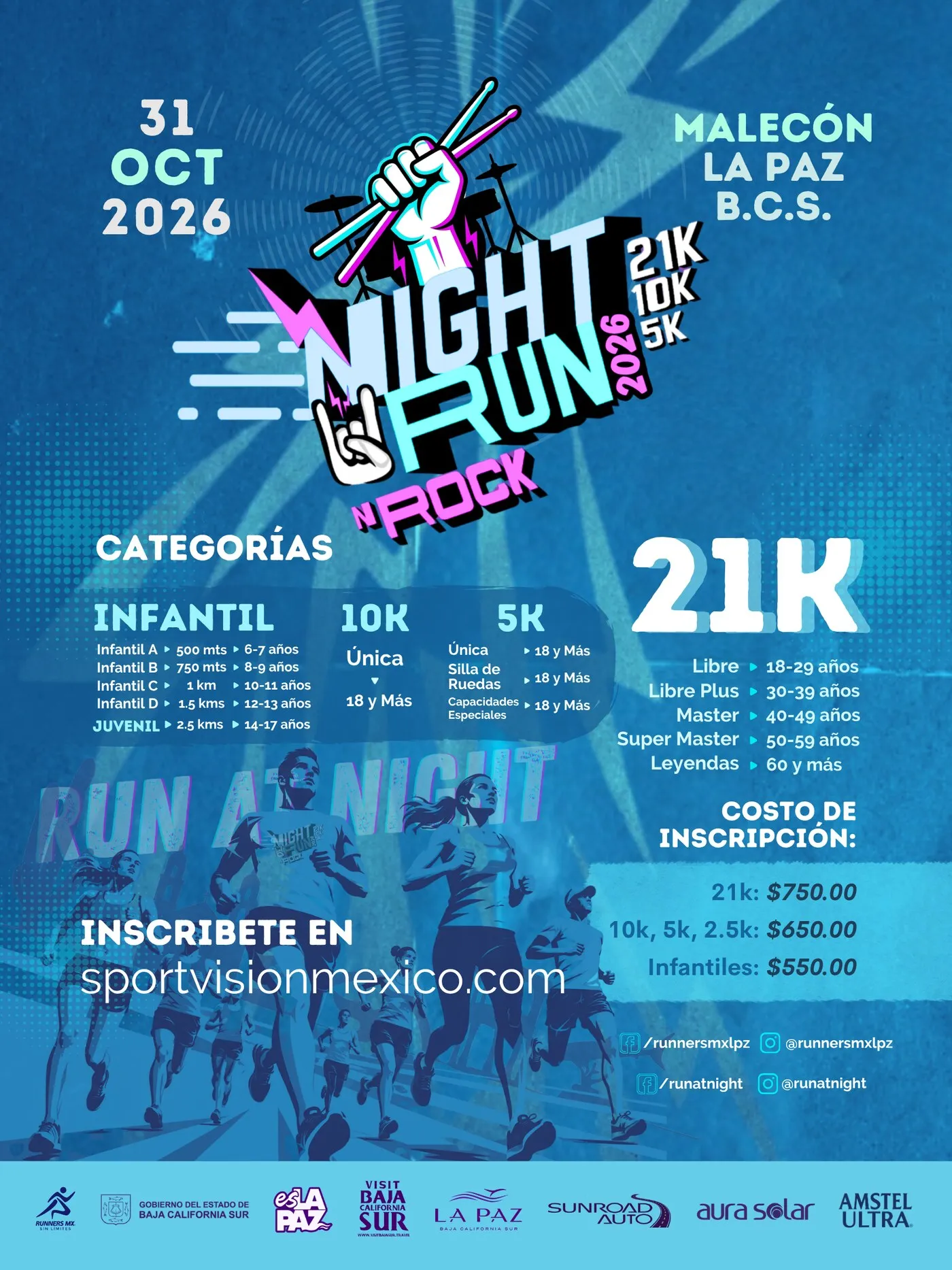 Póster de la convocatoria 2026 con categorías, costos y fecha
